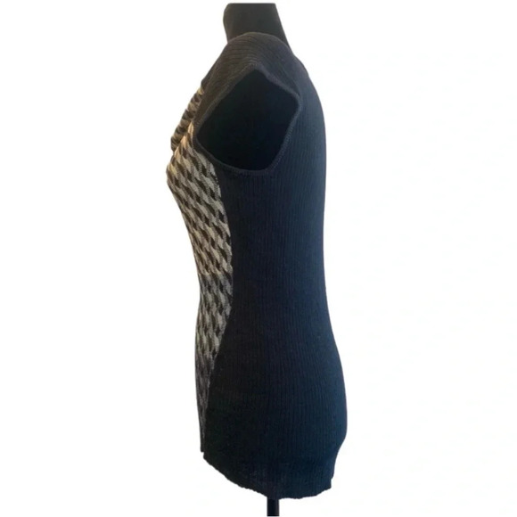 NIC+ZOE Cowl Neck Short Sleeve Knit Top Multicolor Blue Black White Ombré Size M - Picture 3 of 6